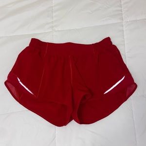 red lululemon hotty hot shorts low rise/2.5 inseam